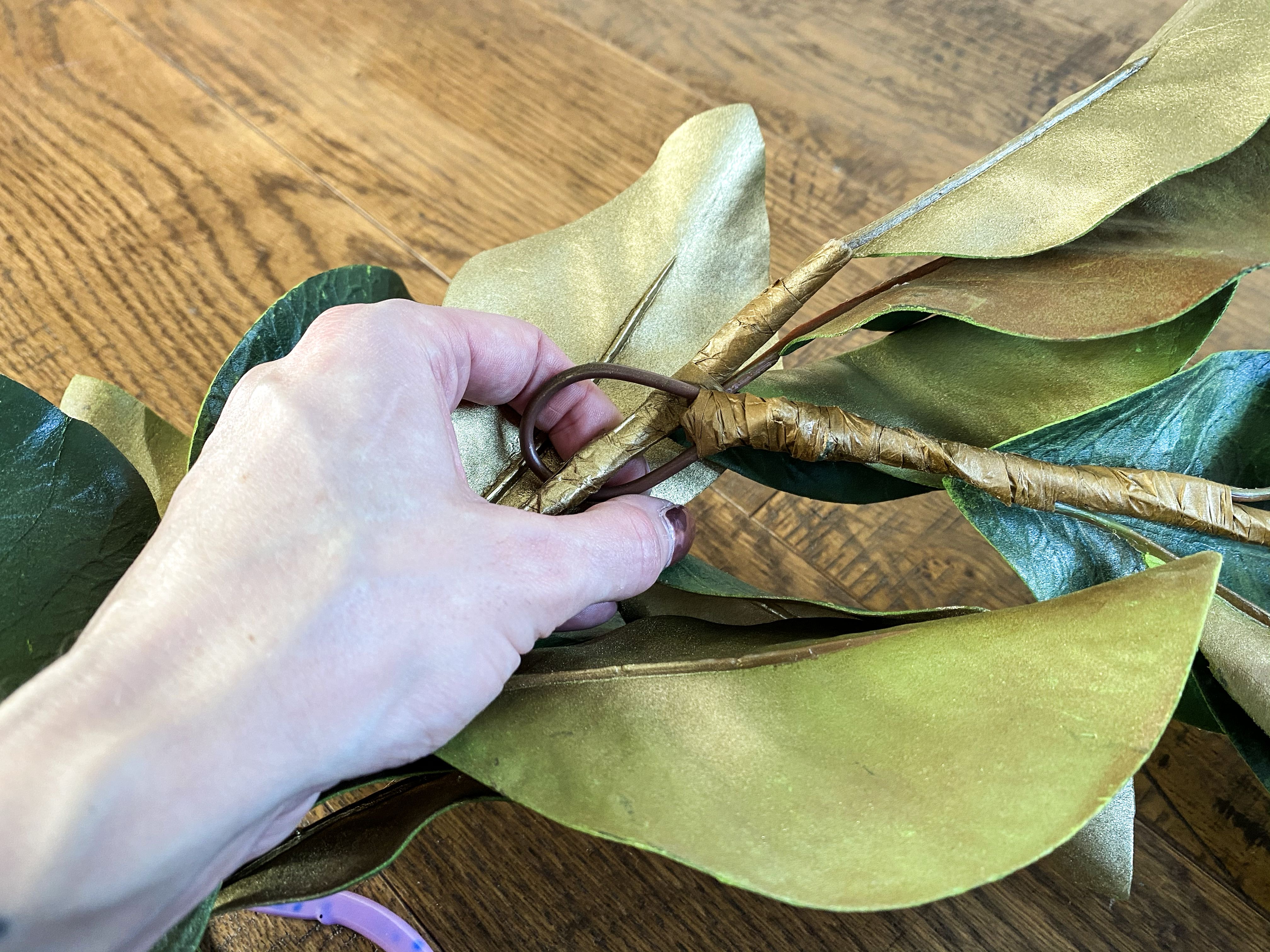 DIY Gold Magnolia Wreath